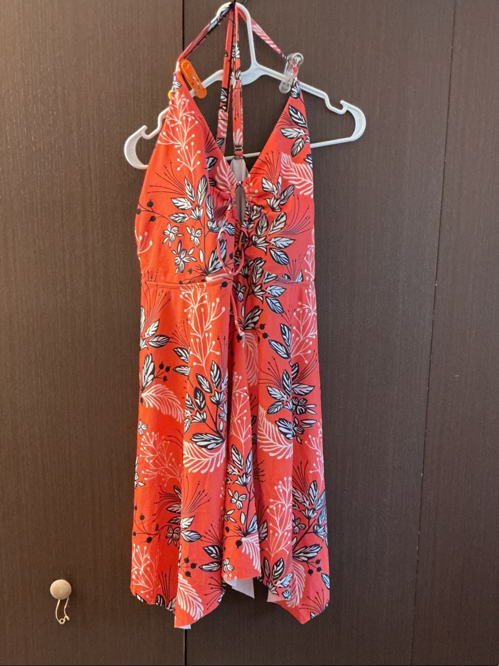 Red Floral Halter swim shirt